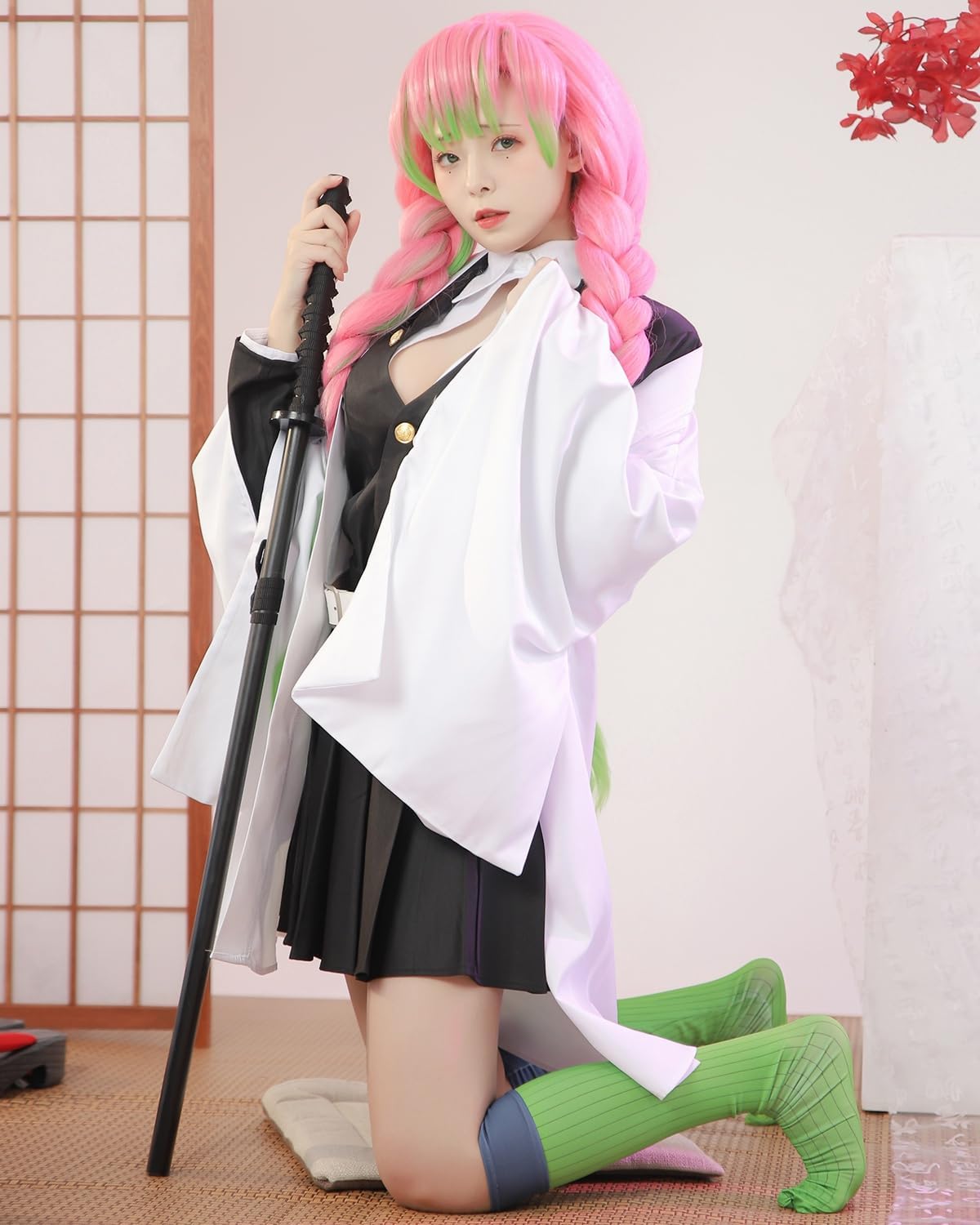 甘露寺蜜璃 コスプレ 鬼滅の刃 Sサイズ ※ウィッグ無し コスプレに】鬼滅の刃 甘露寺蜜璃ウイッグ【スワロウテイル製